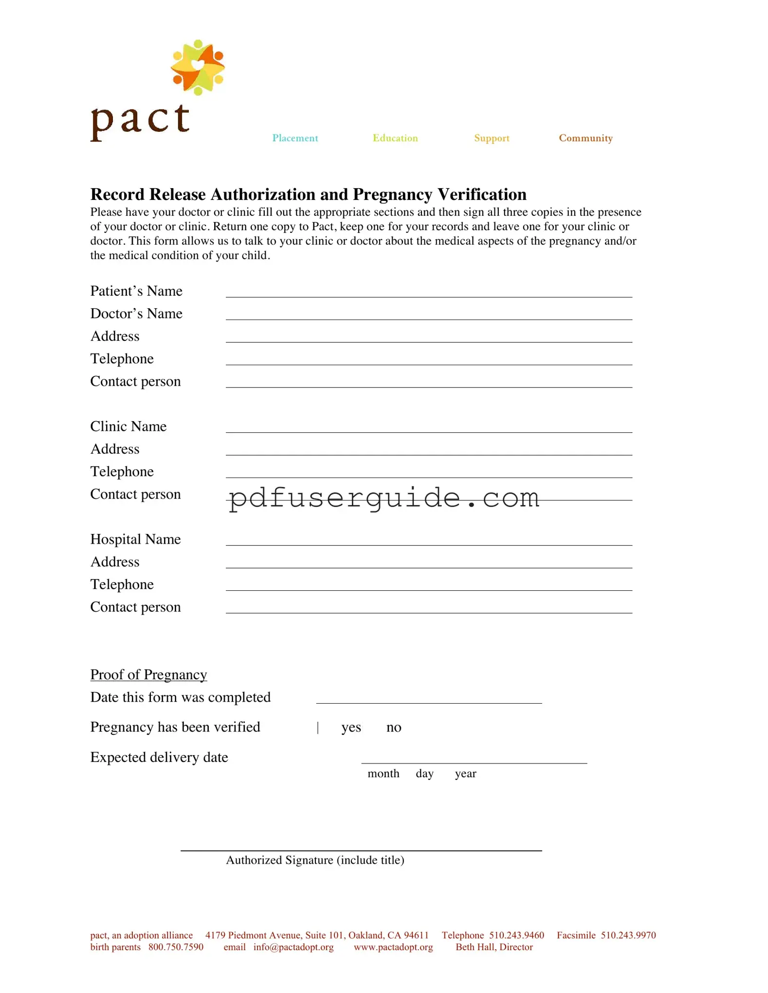 Free State Of Ca Pregnancy Verification Form in PDF