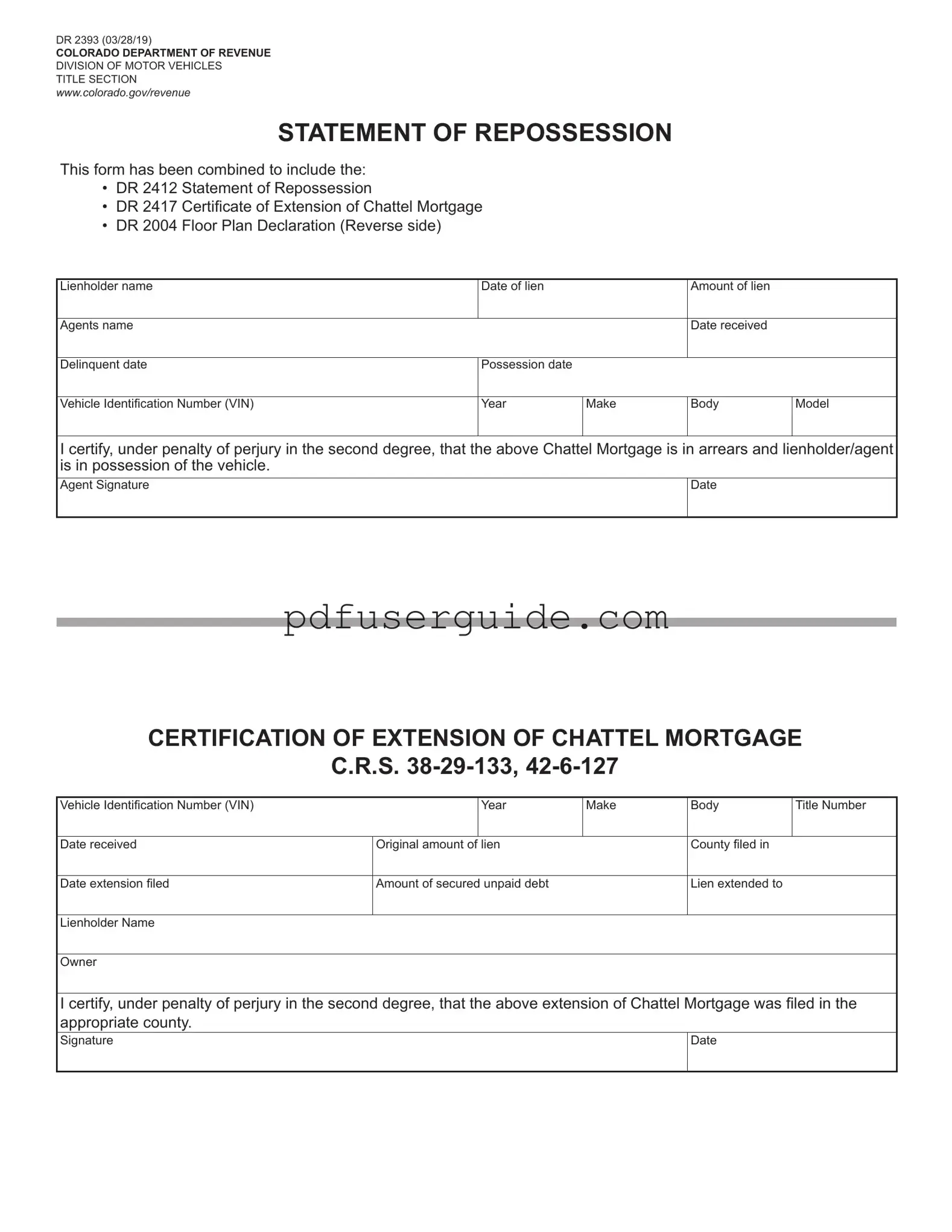 Free Statement Of Repossession Form in PDF