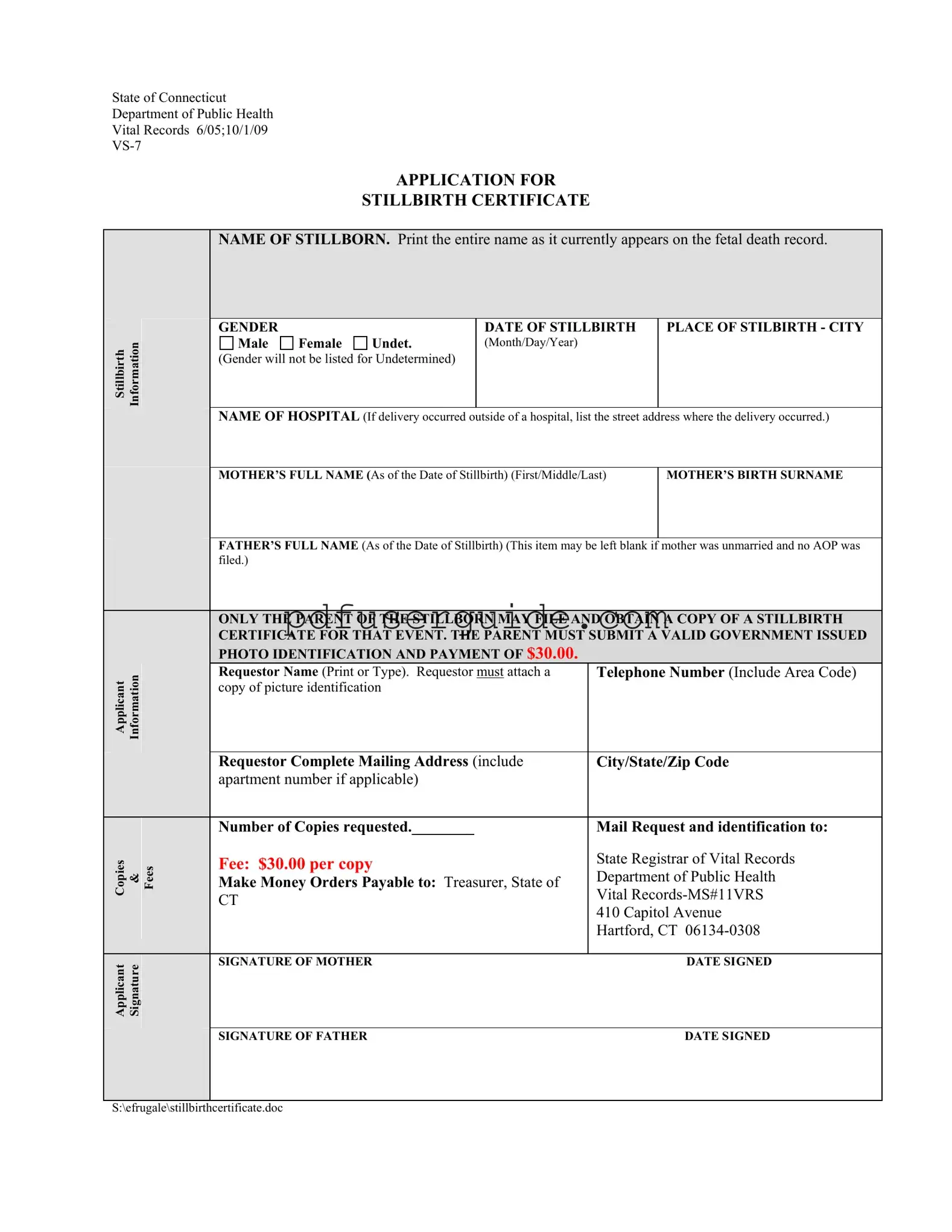 Free Stillbirth Certificate Form in PDF