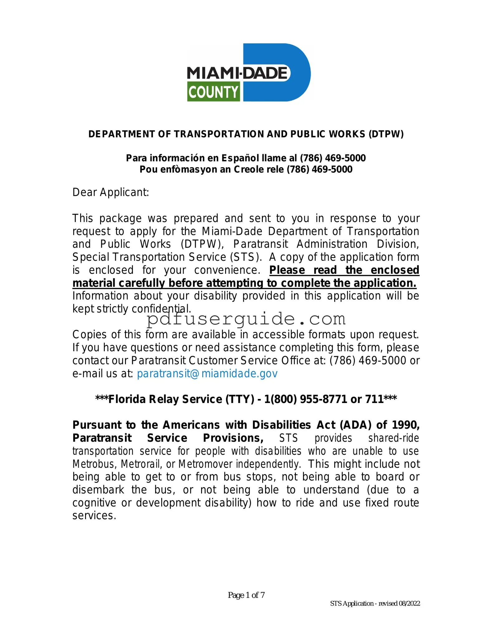 Free Sts Application Form in PDF