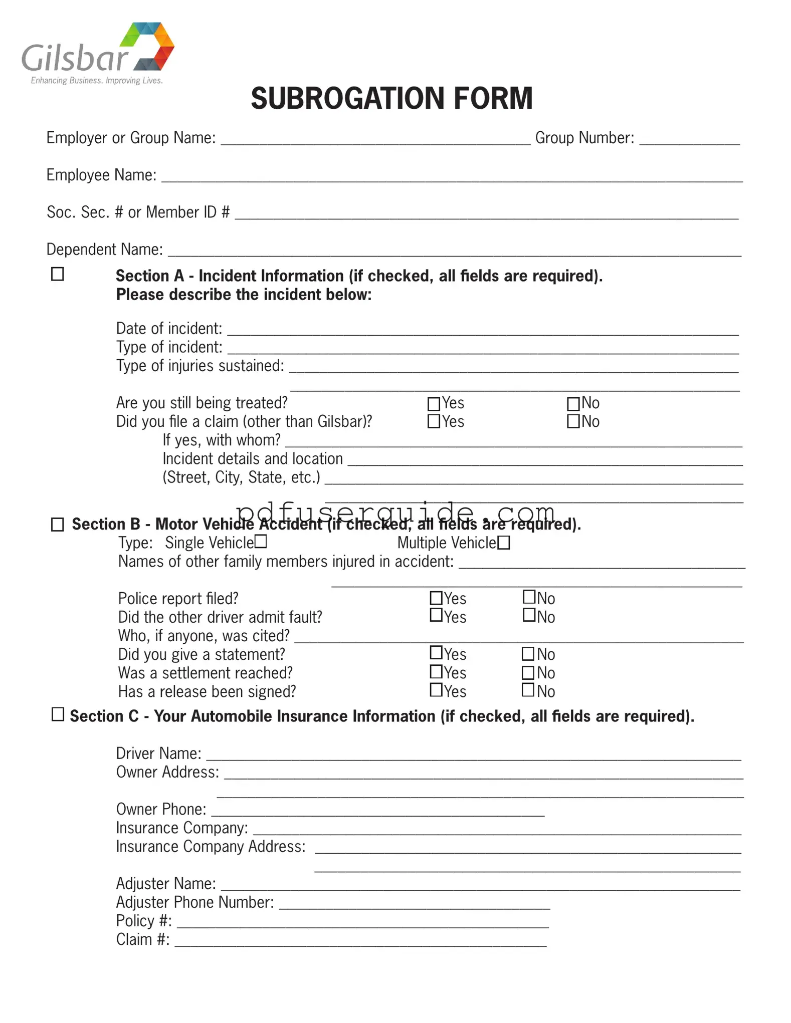 Free Subrogation Sample Form in PDF