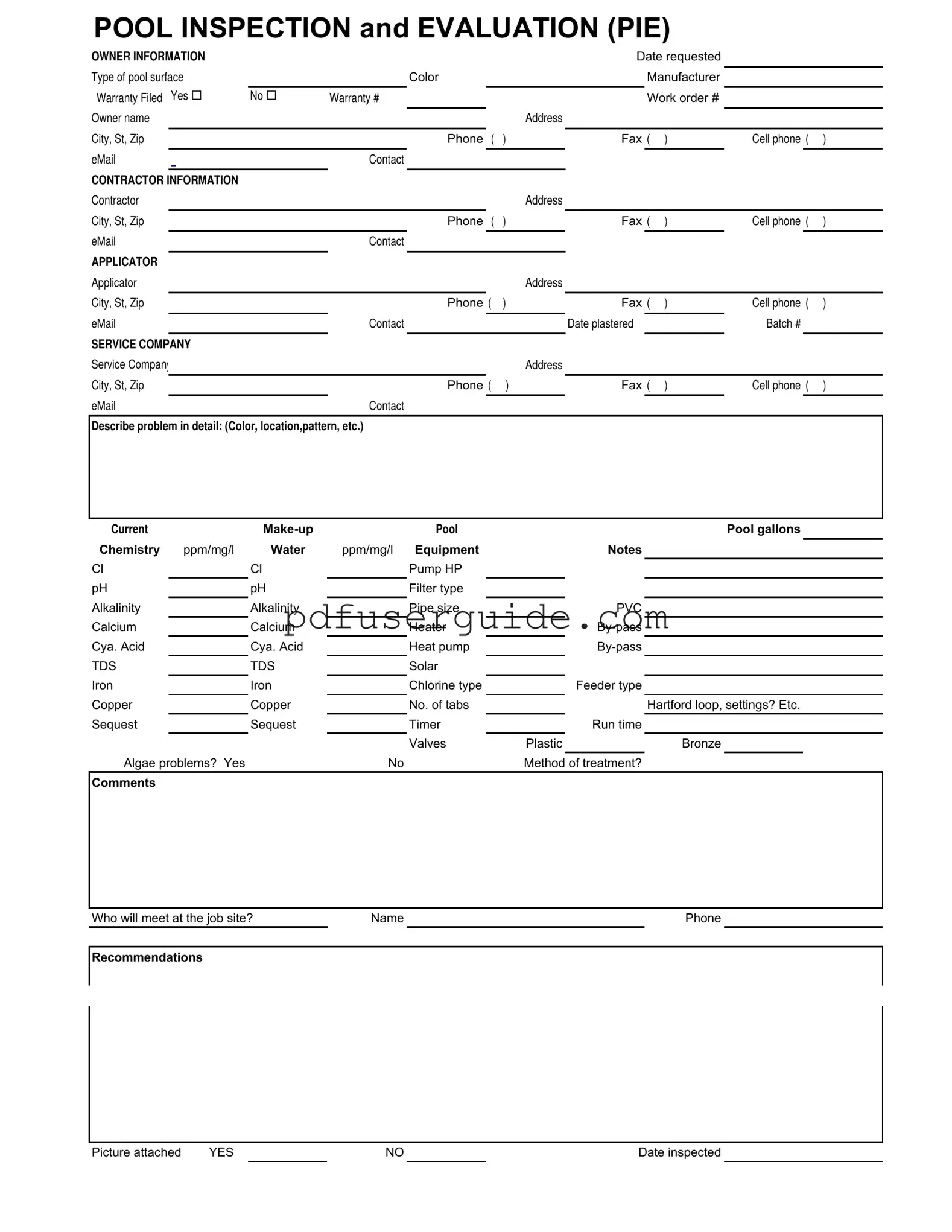 Free Swimming Pool Inspection Form in PDF
