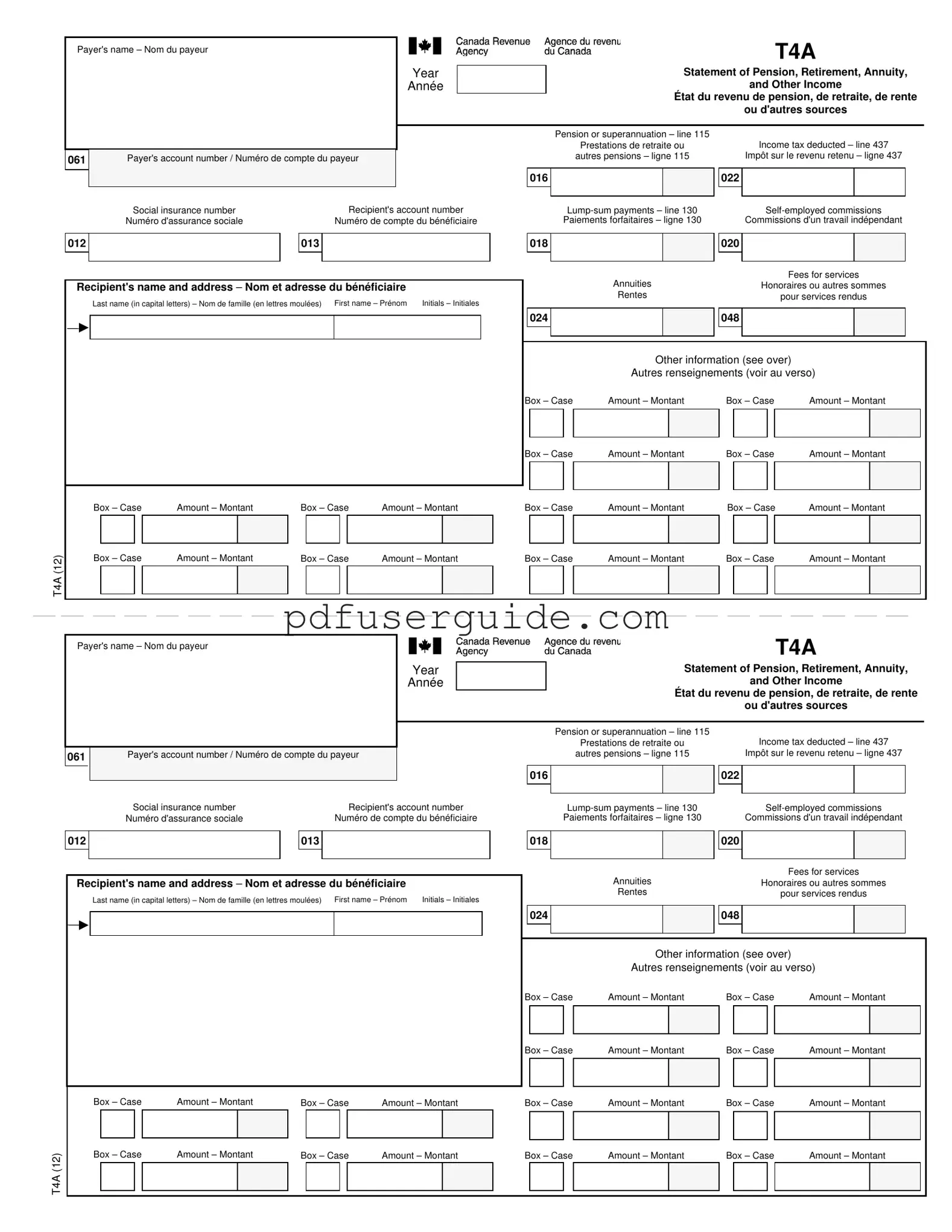 Free T4A Form in PDF
