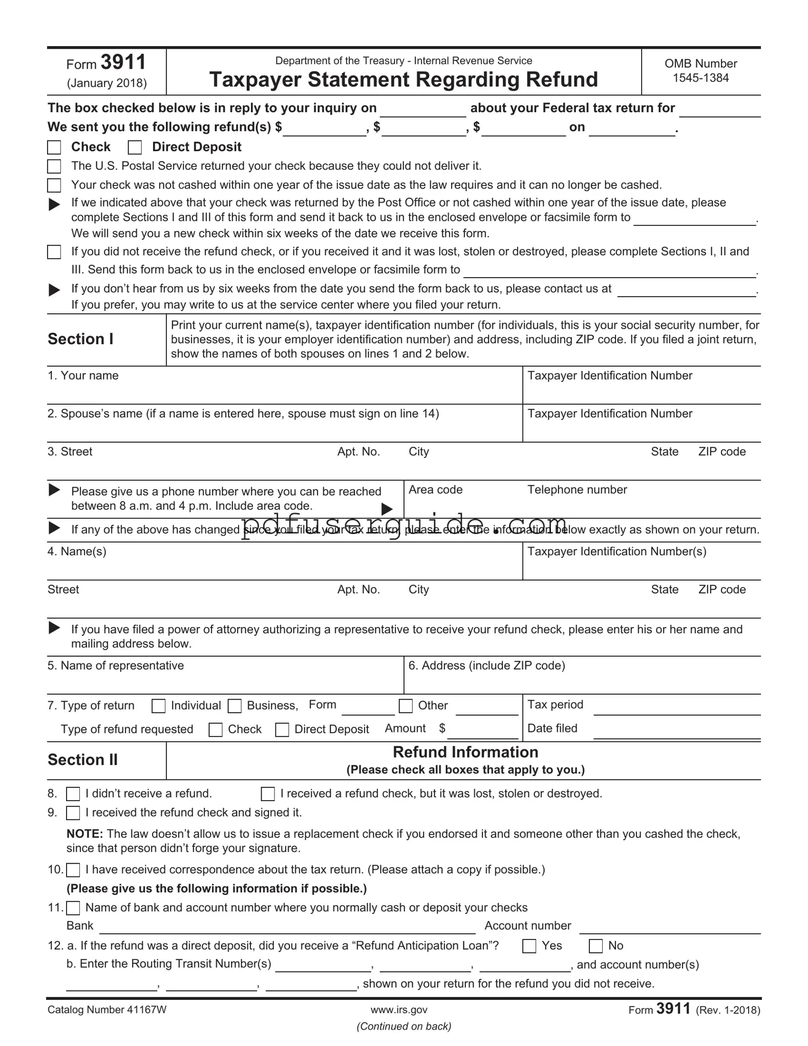 Free IRS 3911 Form in PDF