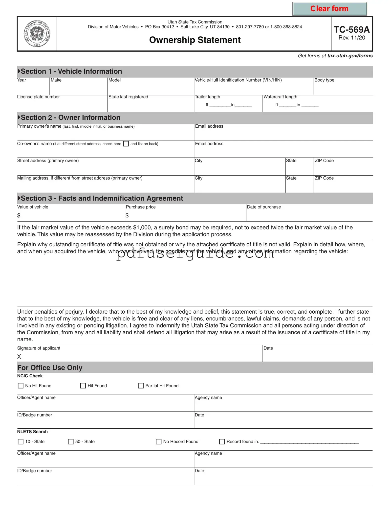 Free Tc 569A Form in PDF