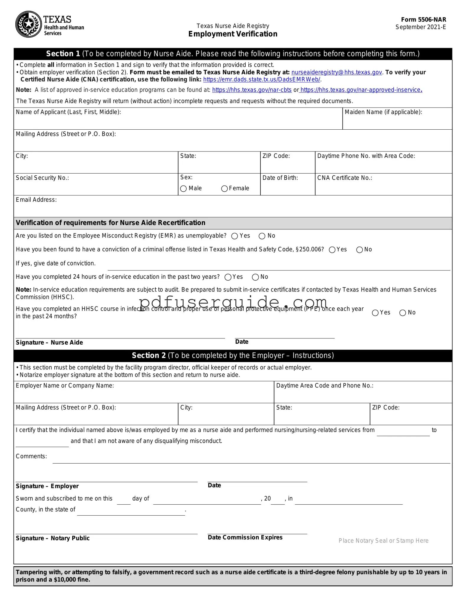 Free Texas 5506 Nar Form in PDF