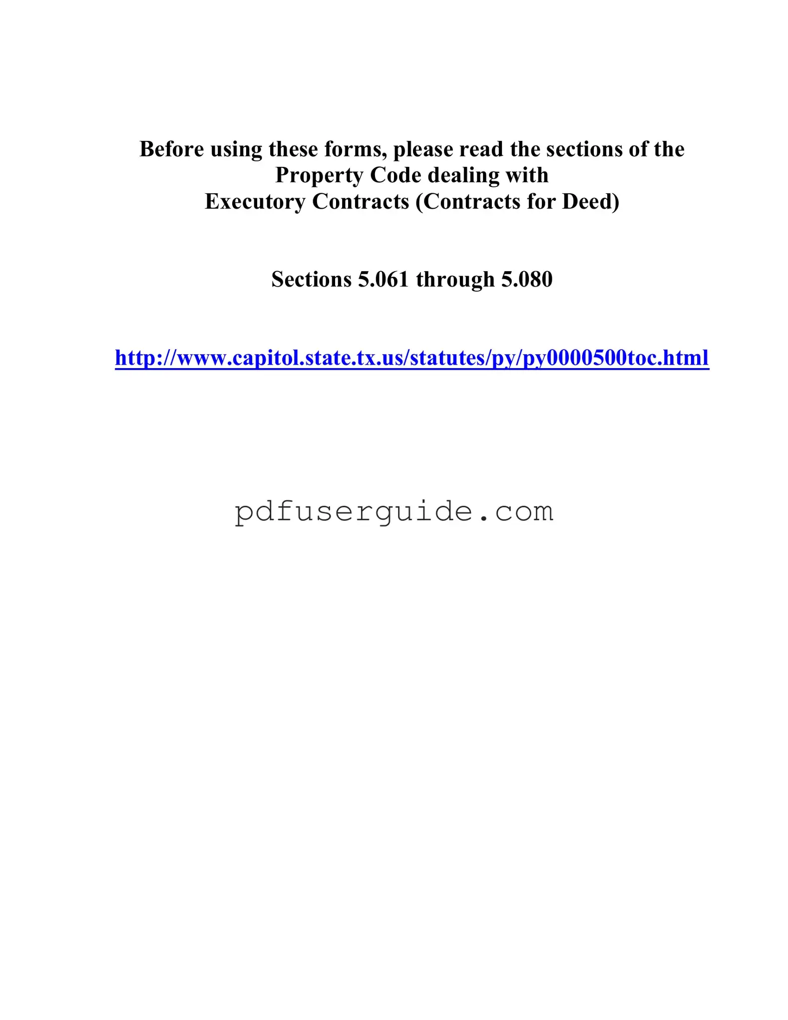 Free Texas Contract For Deed Form in PDF
