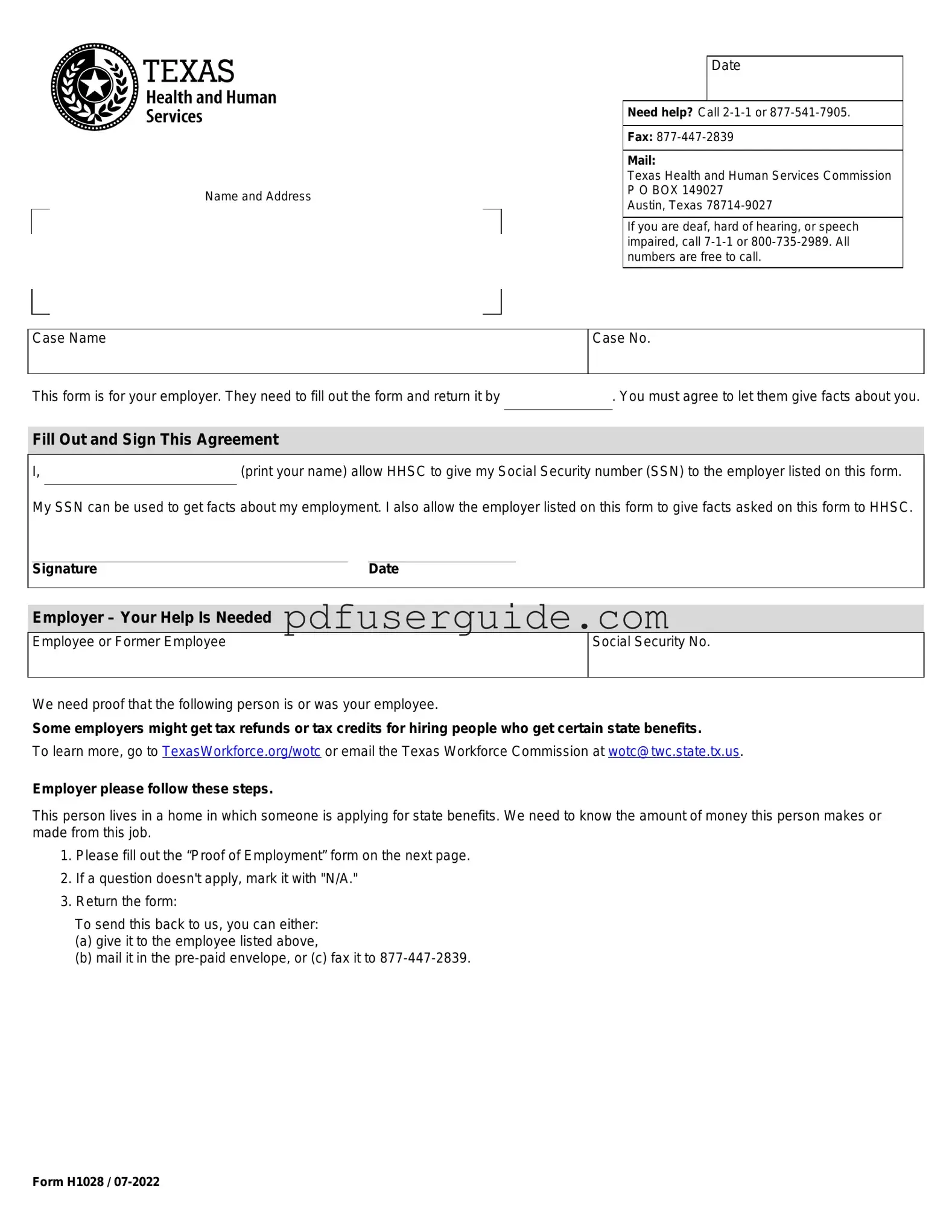 Free Texas Employment Verification Form in PDF