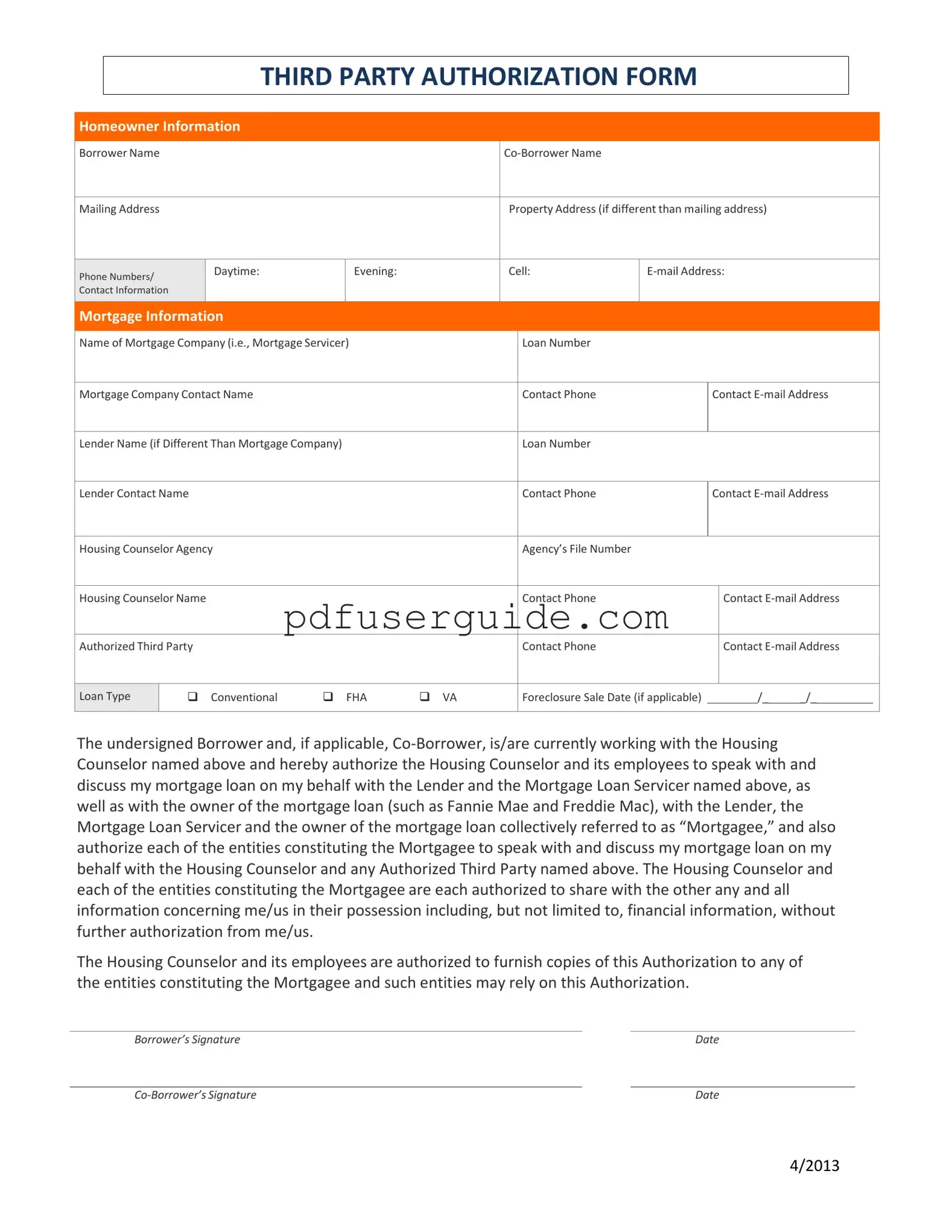 Free Third Party Authorization Form in PDF