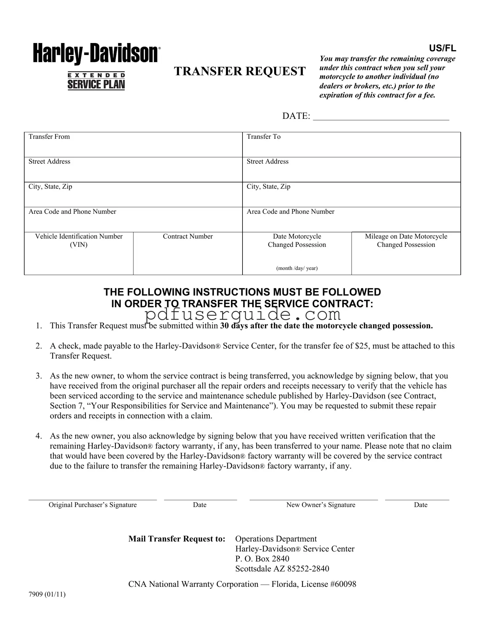 Free Transfer Request Form in PDF