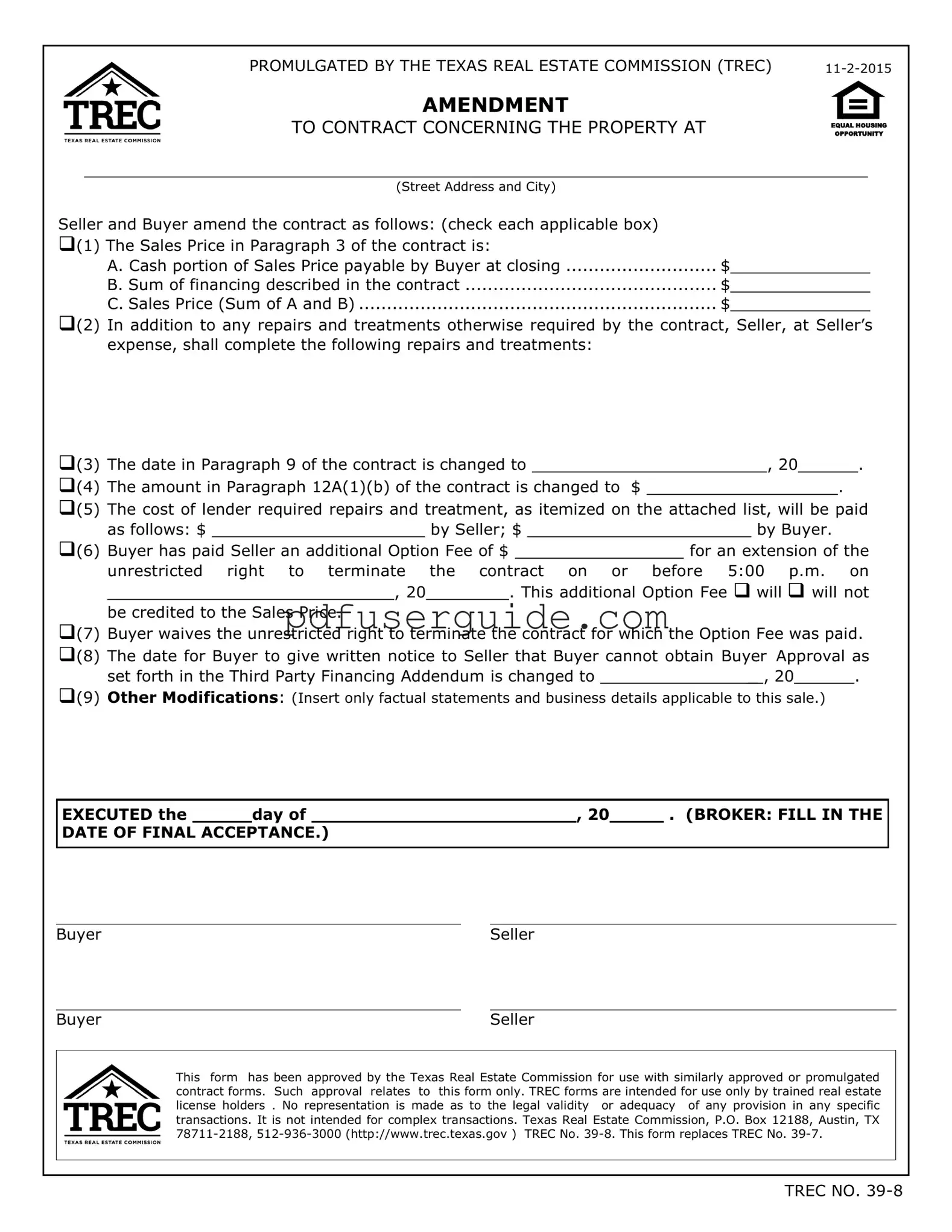 Free Trec No 39 8 Form in PDF