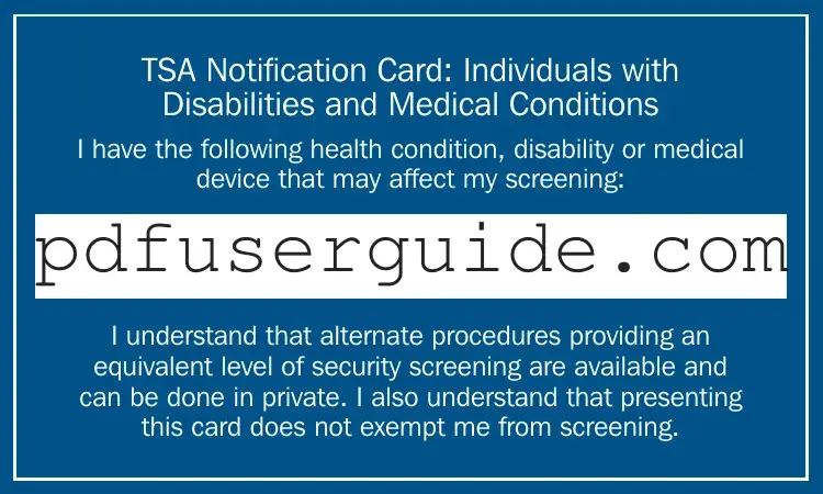 Free Tsa Notification Card Form in PDF