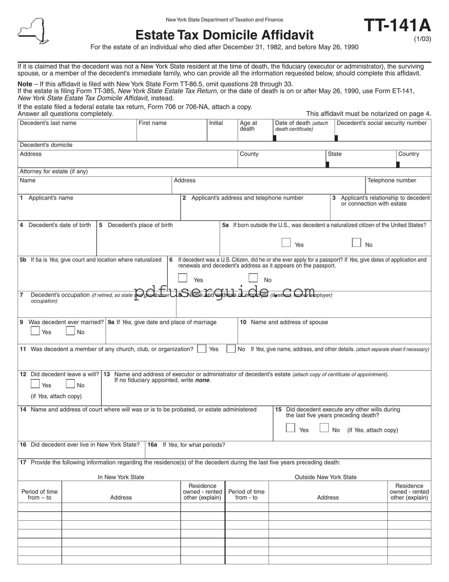 Free Tt 141A Form in PDF