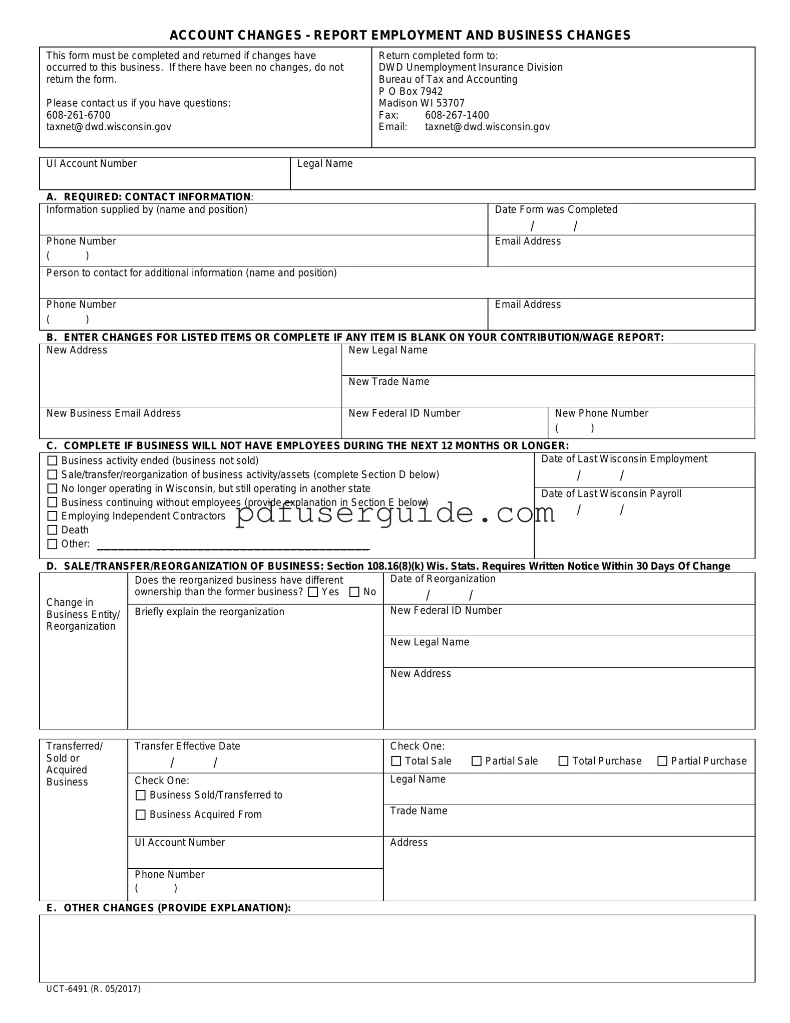 Free Uct 6491 Form in PDF