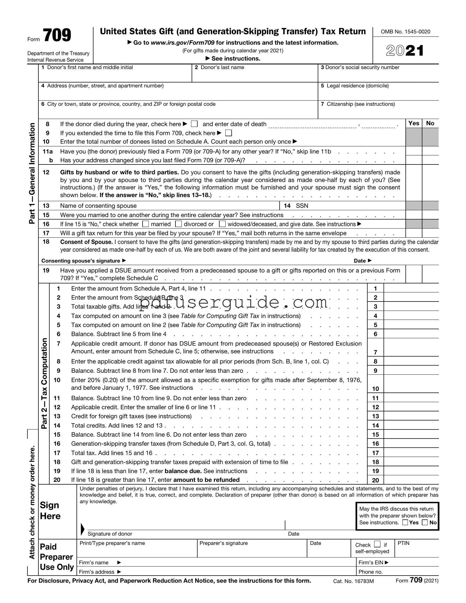 Free IRS 709 Form in PDF