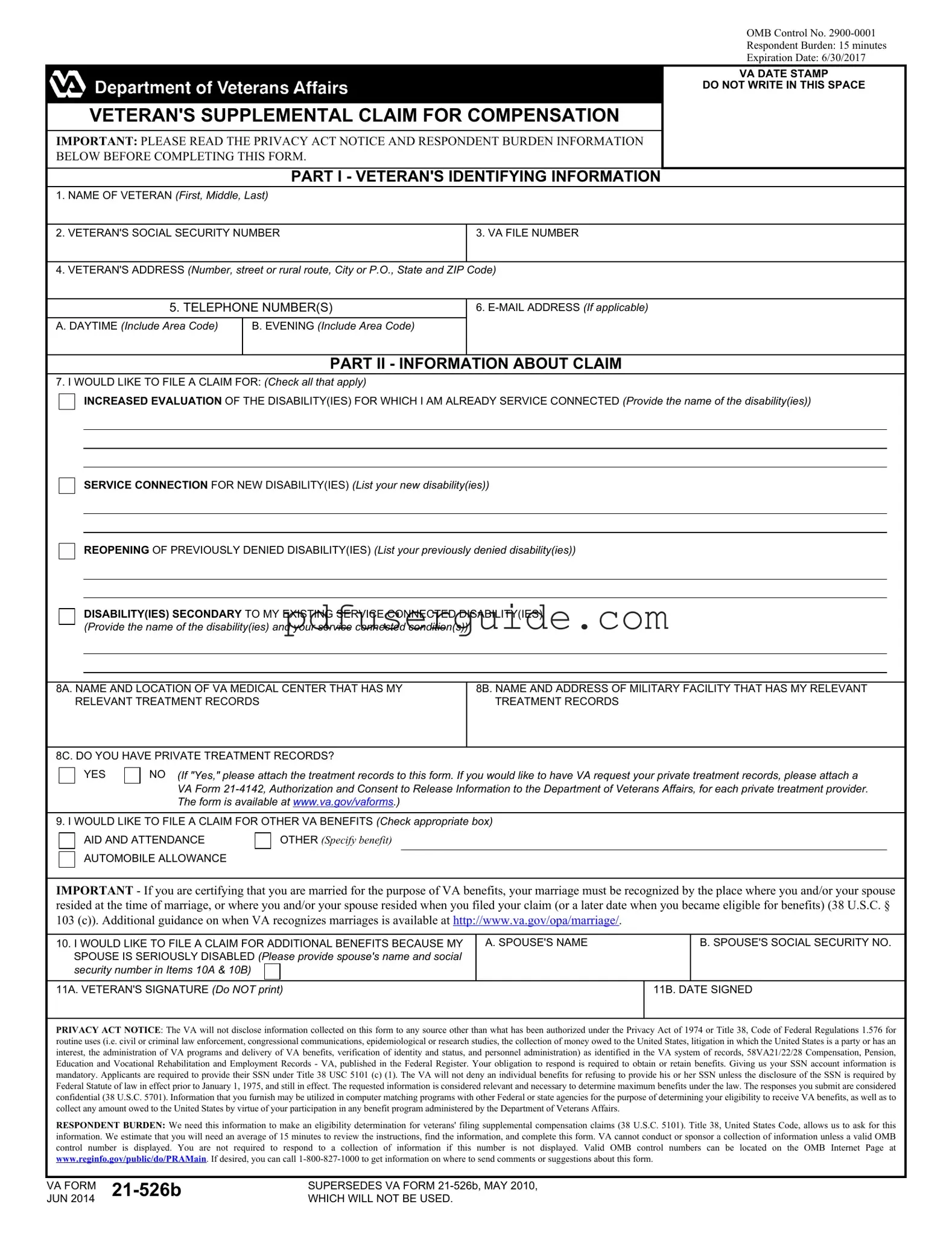 Free Va 21 526B Form in PDF