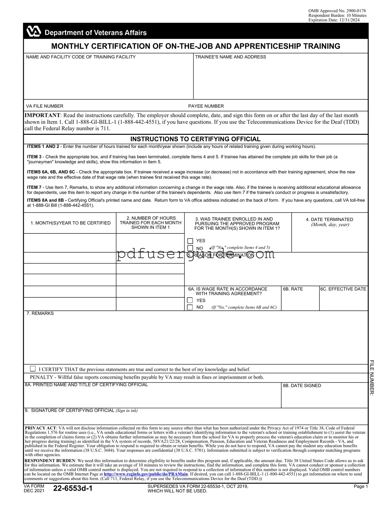 Free Va 22 6553D 1 Form in PDF