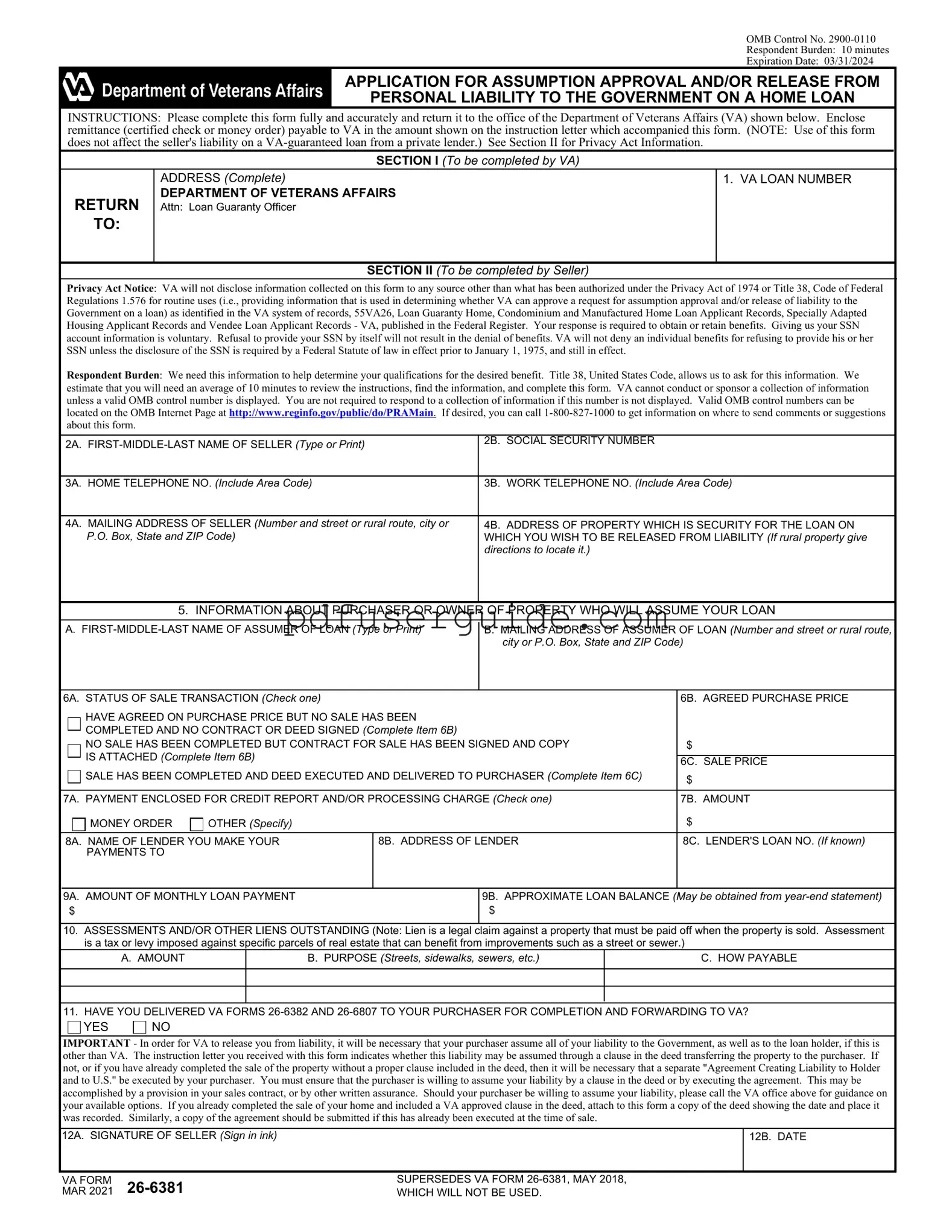 Free Va 26 6381 Form in PDF