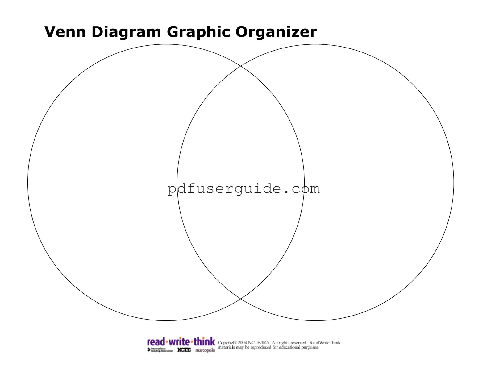 Free Venn Diagram Graphic Organizer Form in PDF