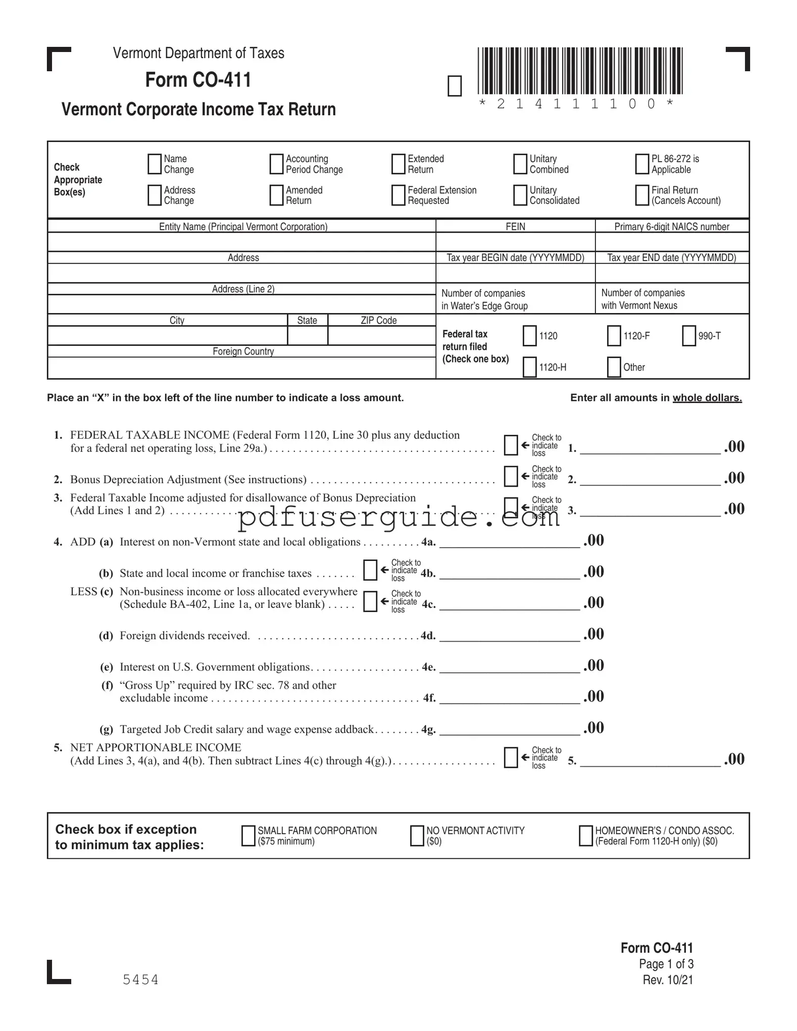 Free Vt Co 411 Form in PDF