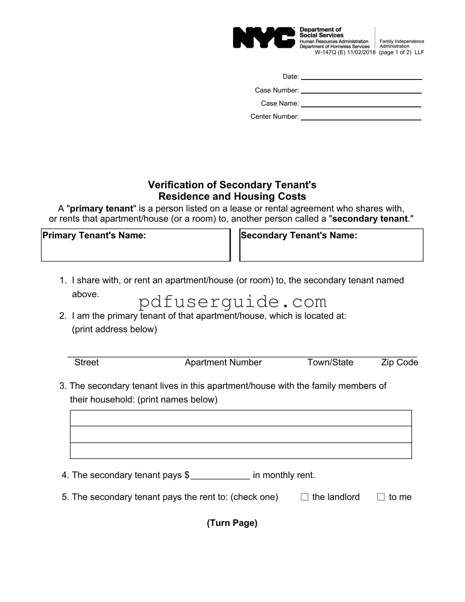 Free W 147Q Form in PDF