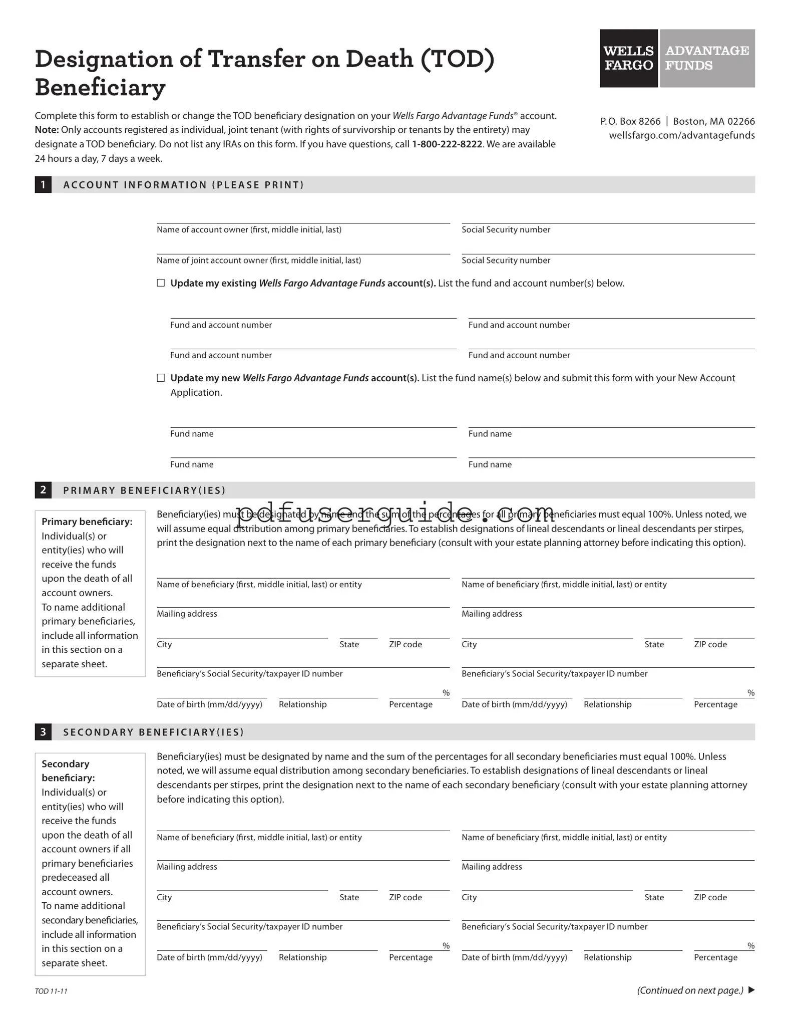 Free Wells Fargo Checking Beneficiary Form in PDF
