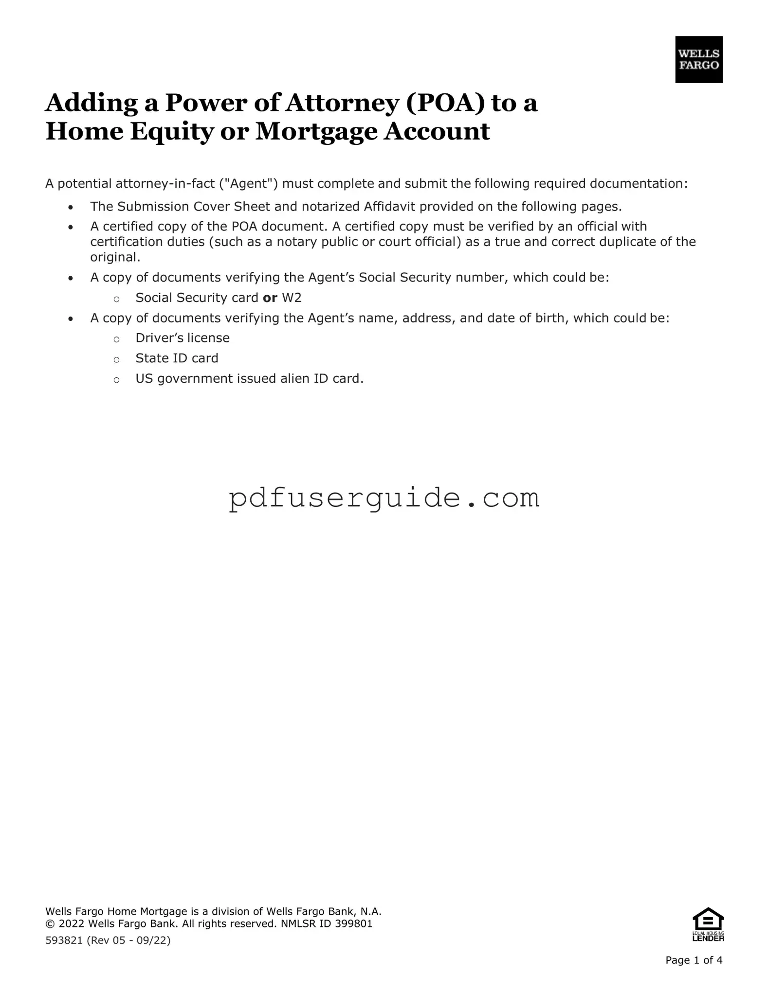 Free Wells Fargo Power of Attorney Form in PDF