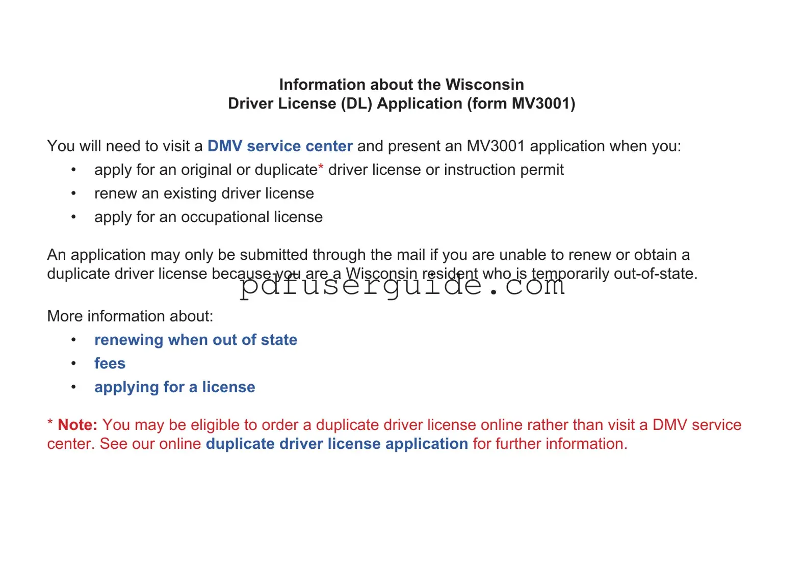 Free Wisconsindmv Mv3001 Form in PDF