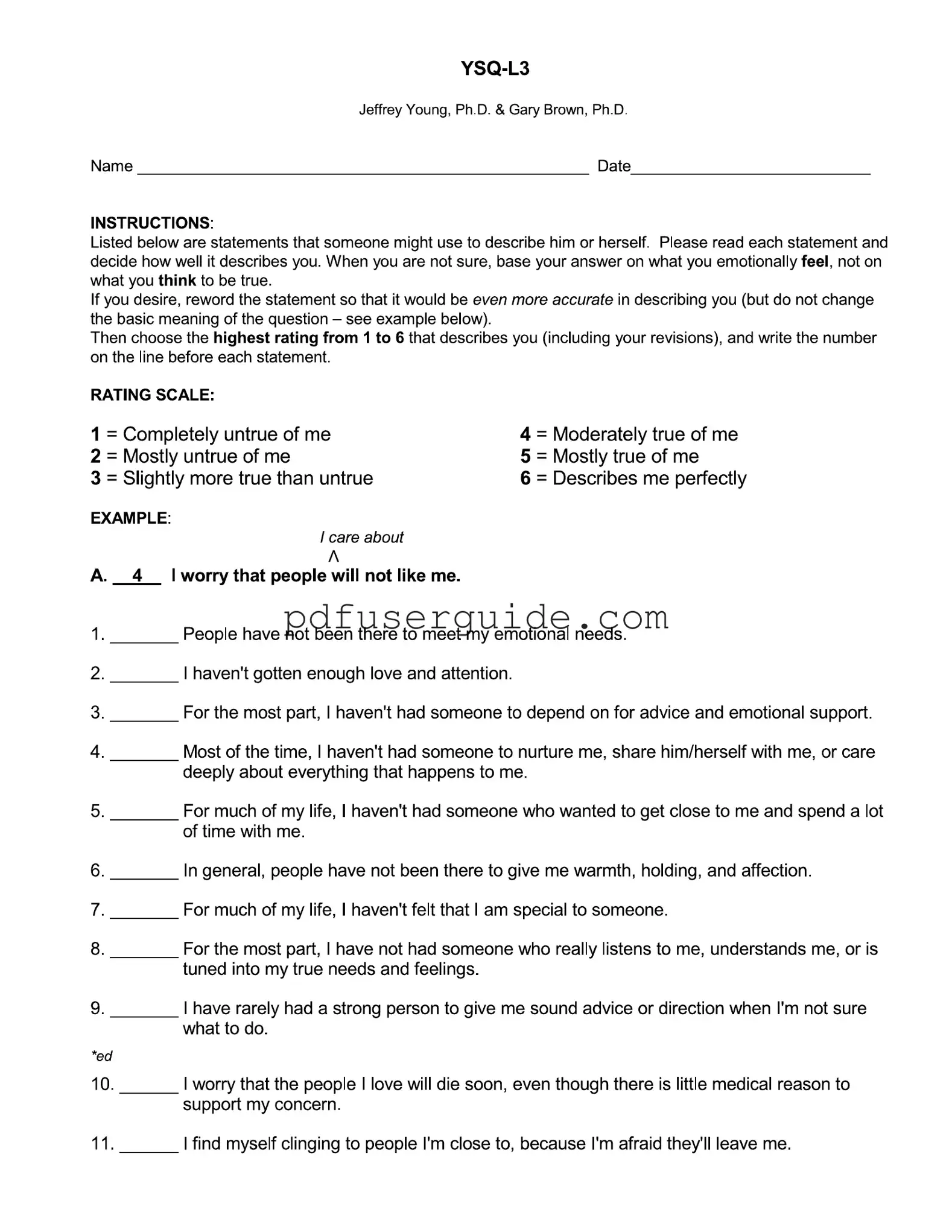 Free Ysq L3 Form in PDF